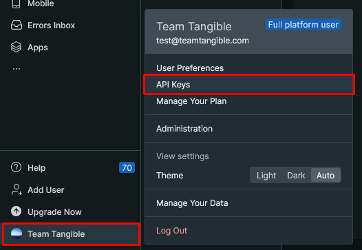 New Relic API Keys