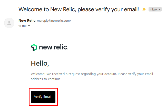 New Relic Email Verification