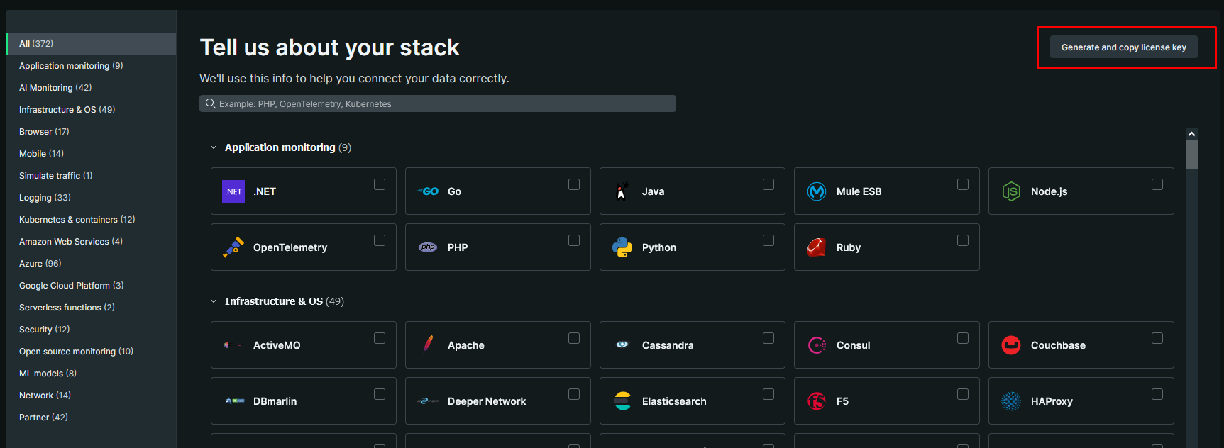 New Relic Generate Key