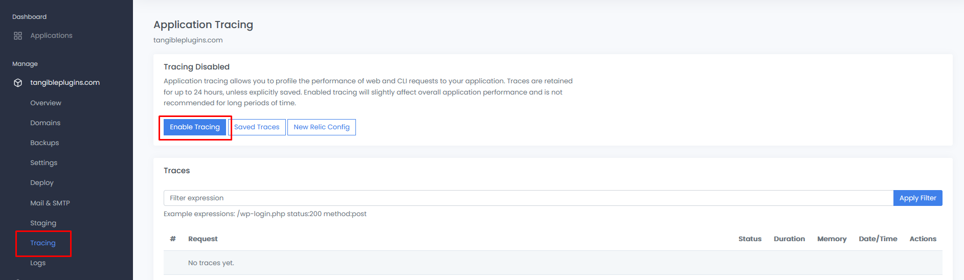 Tracing Dashboard